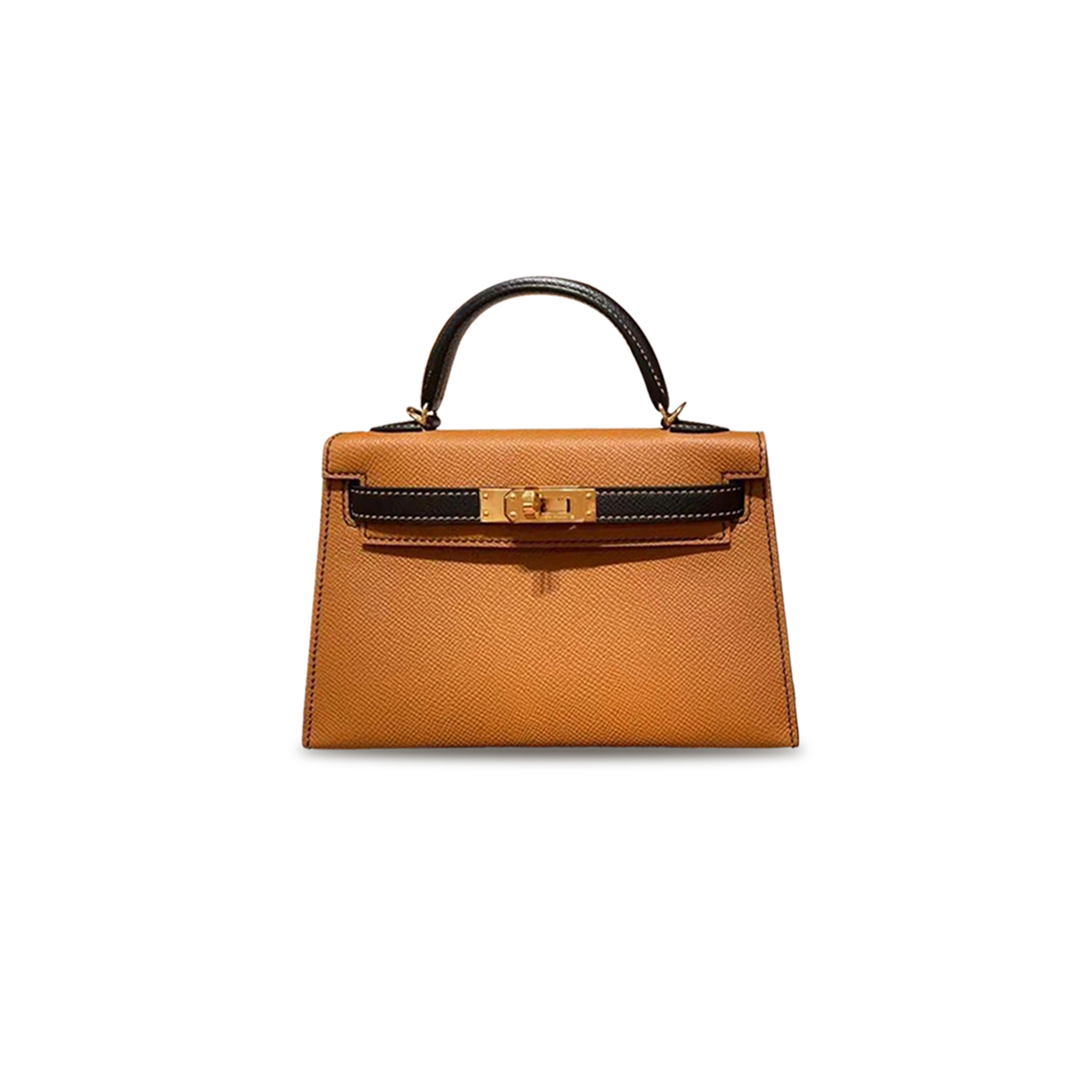 HERMÈS MINI KELLY II EPSOM GOLDEN BROWN BLACK (19*12*5.5cm) 
